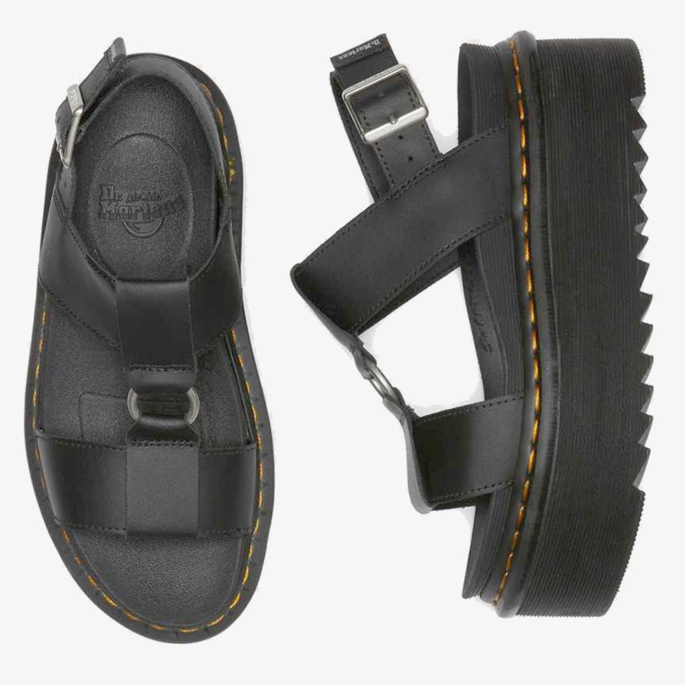 Dr. Martens Francis Black Leather Strap Platform Sandal - Picture 3 of 12